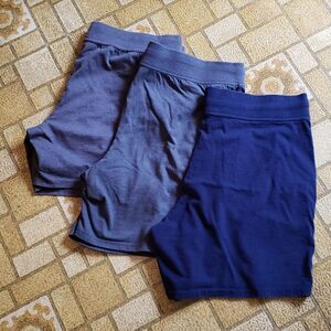 Lot of 3 Pair Hanes Ladies Fleece Sweat Shorts - 2 Gray and 1 Navy Blue Sz L
